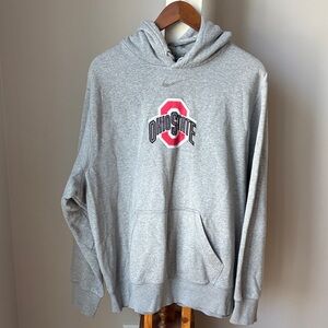 Nike Gray Ohio State Pullover Hoodie with Red Logo